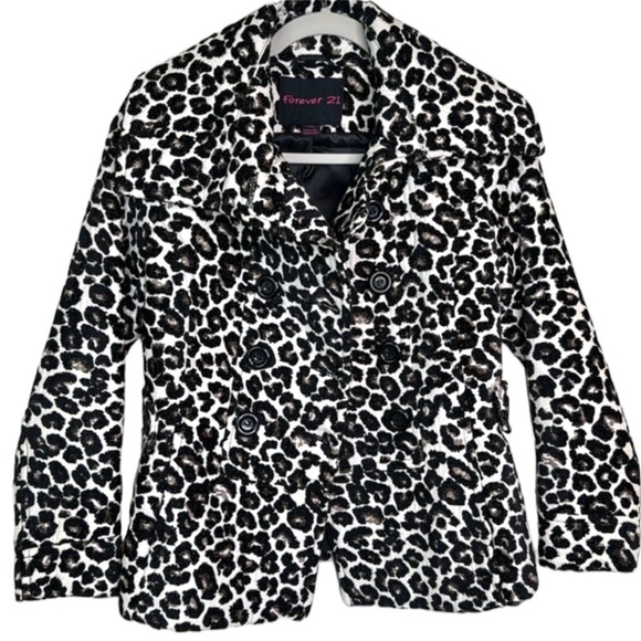 Forever 21 Y2K Animal Print Jacket Double Breasted - Picture 1 of 16